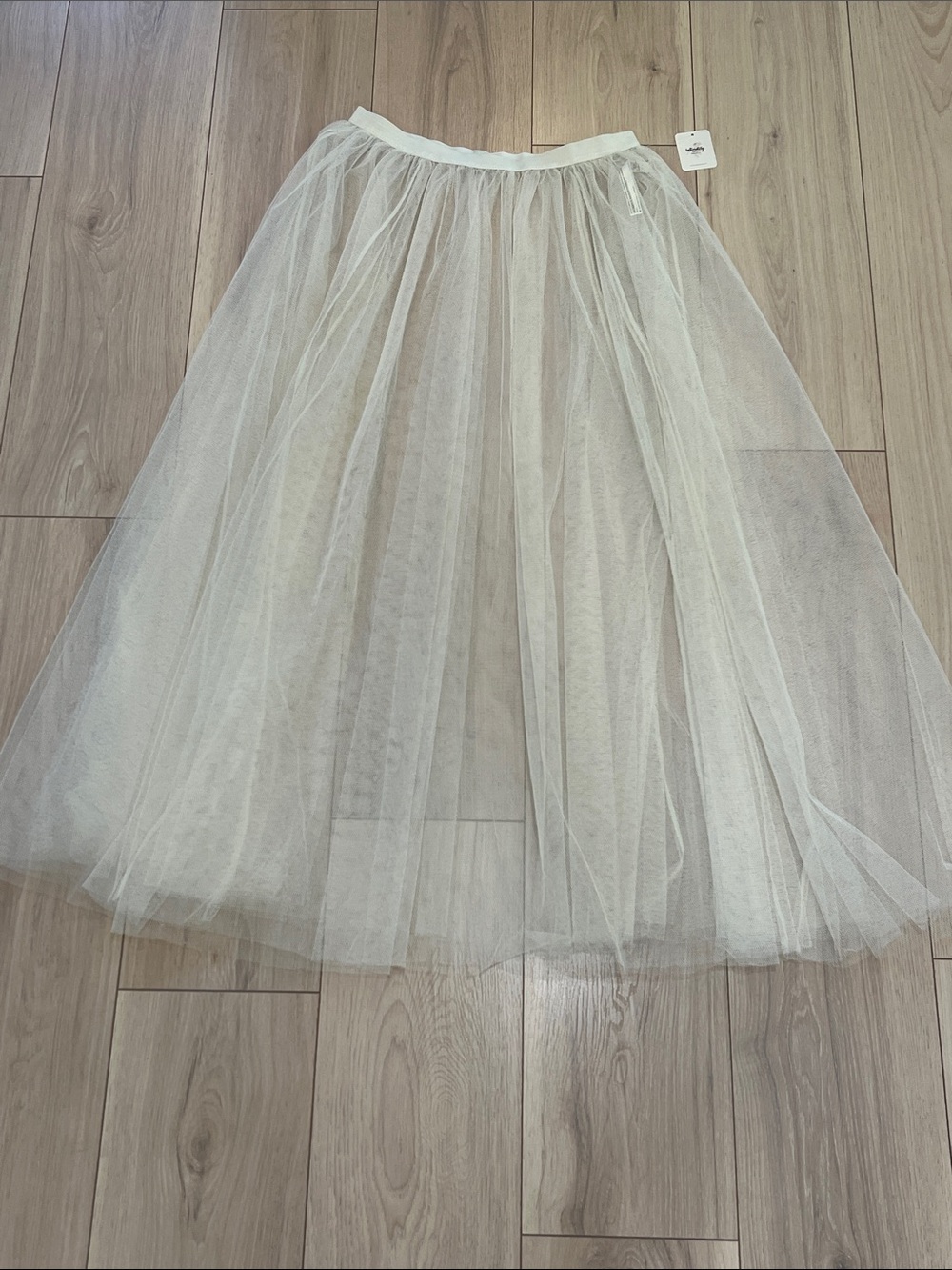 Intimately Free People Sheer Tulle/Mesh Maxi Layering Skirt in Ivory